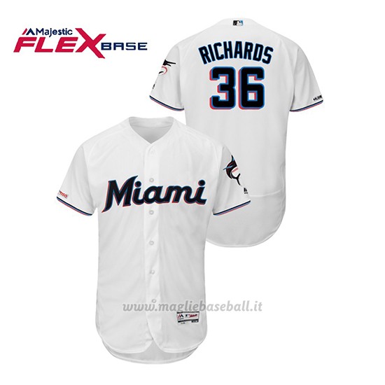 Maglia Baseball Uomo Miami Marlins Trevor Richards 150th Aniversario Patch 2019 Flex Base Bianco